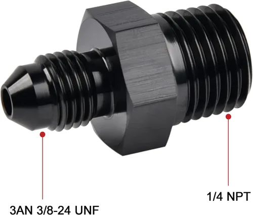 Vista 2 de EVIL ENERGY 3AN macho Flare a 1/4 "NPT adaptador de montaje de tubería de aluminio recto negro 4PCS