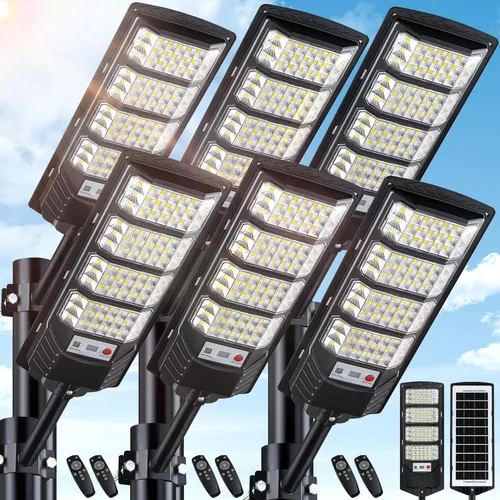 Vista 9 de Yusist Paquete de 2 Luces Solares para Calles Exteriores Impermeables, Luces LED con Sensor de Movimiento de 6500K, Luces de Inundación Solares