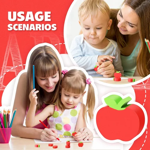 Vista 5 de 60 mini borradores de manzana para niños, regalos de bienvenida a la escuela, para contar en el aula, manipulativos de matemáticas, suministros