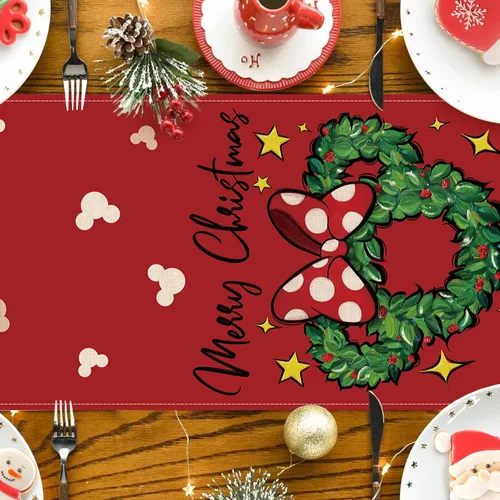 Vista 4 de Seliem Corona Navideña con Guirnalda de Mesa, Arco de Puntitos Rojos de Navidad, Decoración de Mesa de Cocina y Comedor, Decoración Navideña