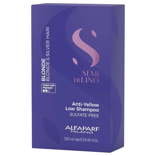 Vista 8 de ALFAPARF MILANO Semi di Lino - Champú morado para cabello rubio, resaltado, platino y plateado, neutraliza los tonos cobrizos, hidrata y fortalece