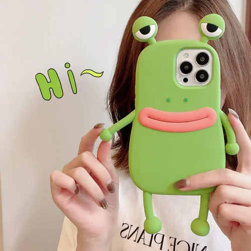 Vista 2 de Yatchen - Funda fea compatible con iPhone 6 Plus/7 Plus/8 Plus, carcasa de teléfono kawaii de dibujos animados en 3D, rana linda de silicona suave