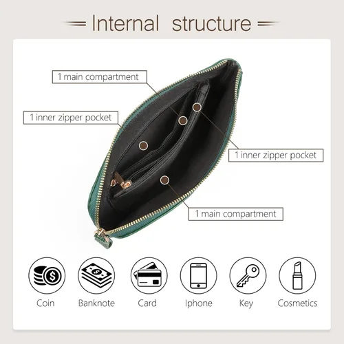Vista 2 de imeetu Bolso de mano con asa para muñeca de cuero para mujeres, monedero para celular con correa para la muñeca A-manzana verde