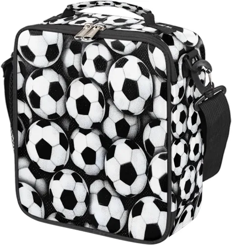 Vista 23 de Pardick Divertida bolsa de almuerzo aislada con calavera de fuego para adolescentes y niños, lonchera portátil reutilizable con correa