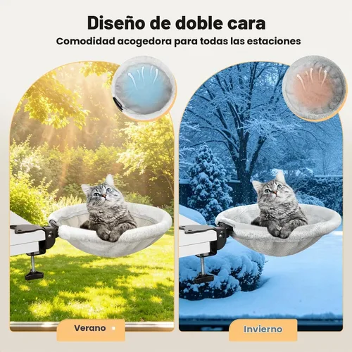 Vista 3 de Cat Desk Bed, One-Click Foldable Cat Bed for Desk Hammock Up to 40 Lbs Gray