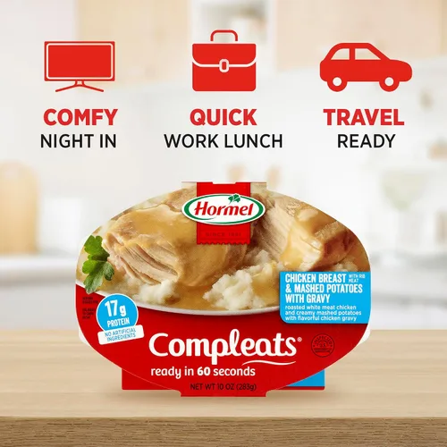 Vista 6 de HORMEL COMPLEATS Pechuga de pollo y puré de papas con bandeja para microondas, 10 onzas (paquete de 6) Calentar y comer, comidas en microondas
