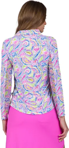 Vista 4 de IBKUL Athleisure Wear 48541 - Polo de manga larga con protección solar UPF 50+ Icefil Cooling Tech Massie Print