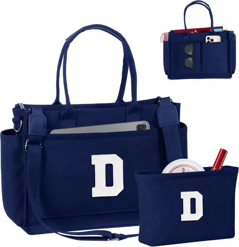 Vista 102 de Easter Basket Stuffers, Initial Tote Bag with Makeup Bag, Birthday Gifts for Women, Teen Girl Gifts Trendy Stuff