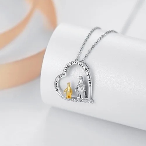 Vista 2 de Dreamboat Crystal Penguin Necklace for Women 925 Sterling Silver Crystal Necklace Heart Mother Daughter Necklace Animal Penguin Jewelry Penguin