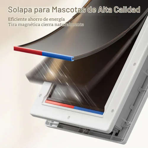 Vista 4 de Puerta de perro con 3 solapas, puerta grande para perros, puerta para perros para instalar en puertas o paredes interiores y exteriores, capa