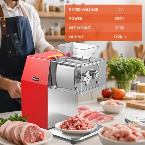 Vista 7 de NEWTRY Cortador de carne comercial 3 en 1, trituradora de rebanadora de 850