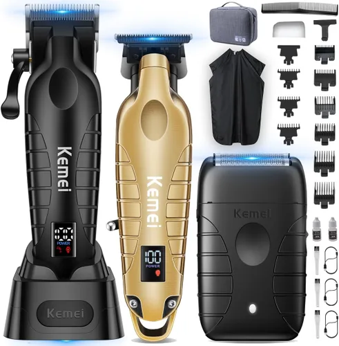 Vista 10 de KEMEI Cortapelos para hombres profesionales, juego de cortapelos y recortadoras de barbero, afeitadora de lámina para hombres, cortapelos