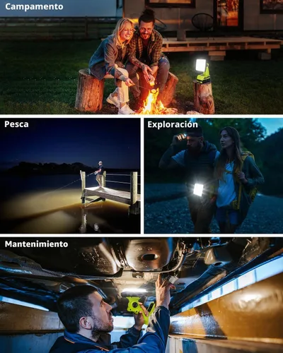 Vista 6 de Adisipsoarin Luz de trabajo LED inalámbrica para batería Ryobi de 18 V, reflector LED de 25 W con puertos de carga rápida USB-A y USB-C 2.1A