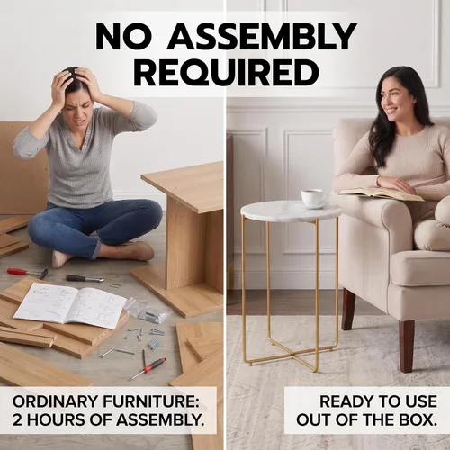 Vista 15 de Mesa auxiliar de mármol real, no requiere montaje, mesa auxiliar redonda para sala de estar, mesita de noche moderna de 15 pulgadas con patas