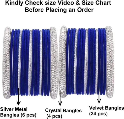 Vista 5 de Efulgenz Indian Wedding Bangles Set Crystal CZ Rhinestone Velvet Bridal Bangle Set Bracelet Fashion Jewelry For Women