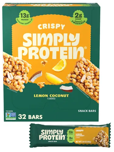 Vista 8 de Simply Protein - Barras crujientes de canela y nuez - Barras de proteínas a base de plantas - Bajo en carbohidratos, bajo en azúcar, alta fibra