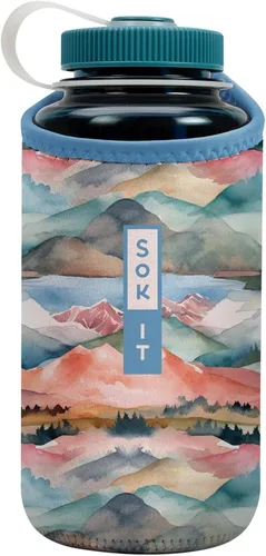 Vista 184 de Sok It BotlSok Funda para botella de agua con cubierta de neopreno aislante (Floral abstracto, se ajusta a CamelBak o Nalgene de 12 onzas)