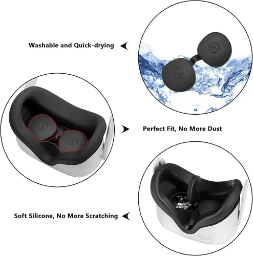 Vista 7 de TOMSIN Touch Controller Grip Cover for Oculus Quest 2 with Silicone Face Cover, Protective Lens Cover, Silicone Handle Strap Combo, Sweatproof