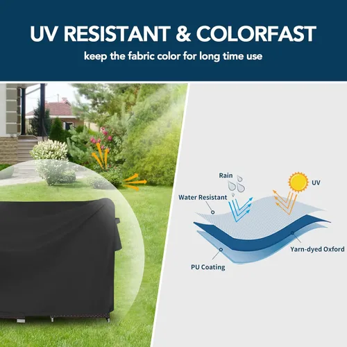 Vista 3 de Easy-Going Funda rectangular para muebles de patio, impermeable, para mesa de comedor y silla, anti-UV, juego de fundas de sofá seccional exterior