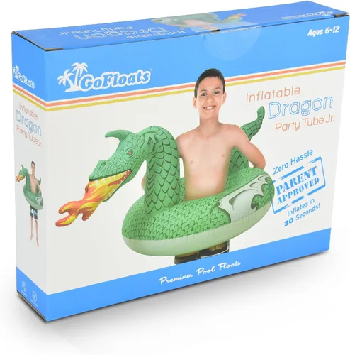 Vista 6 de GoFloats Balsas inflables de tubo para fiesta de dragón: elige entre dragón de fuego y dragón de hielo, flotadores de piscina
