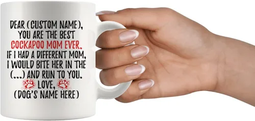 Vista 4 de Taza personalizada de Cockapoo para mamá de perro, Cockerpoodle, taza de mamá para perro, Cockerdoodle, Cocker Spaniel y Poodle Dog Owner (11 onzas)