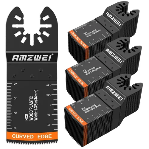 Vista 10 de AMZWEI 100 cuchillas oscilantes de titanio para herramientas, hojas de sierra profesionales de borde curvo, corte de metal, madera y plástico, 4