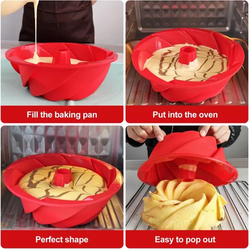 Vista 6 de Bandeja de silicona para pastel saphe, utensilios de hornear antiadherentes de 25 cm de diámetro para pastel, gelatina, jalea, pan, brownie, molde