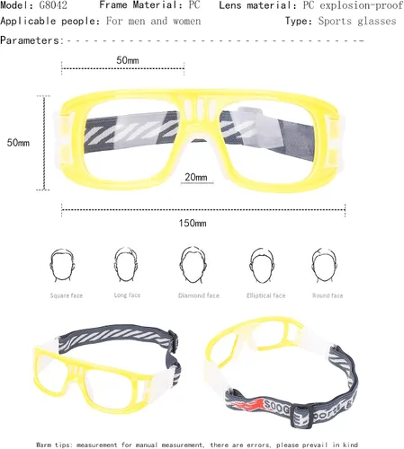 Vista 2 de SooGree - Gafas deportivas profesionales para hombres y mujeres, para raquetbol, baloncesto, fútbol, deportes, gafas protectoras antivaho y golpes