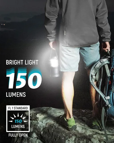 Vista 3 de Lichamp Paquete de 4 linternas LED para acampar, luces de campamento con pilas, linterna plegable LED, kit de suministros de emergencia portátiles