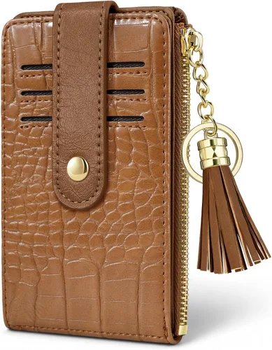 Vista 17 de Billeteras para mujer con bloqueo RFID, Cocodrilo marrón beige, Moderno