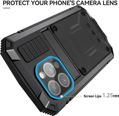 Vista 2 de Lunivop Funda compatible con iPhone 15 Pro, resistente [aluminio Stan] de goma de metal de grado militar con protector de pantalla integrado