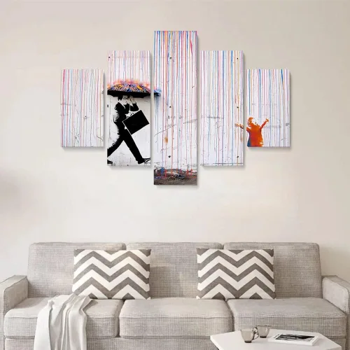 Vista 10 de BANKSY - Lienzo decorativo para pared, varios tamaños (3 piezas, mediano)
