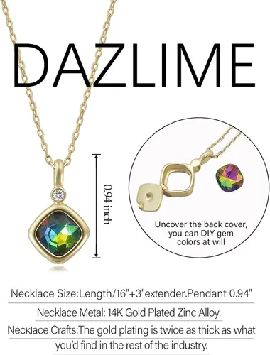 Vista 5 de Collar con colgante de 14 quilates para mujer, collar de esmeralda con piedra natal de mayo como regalo para ella.