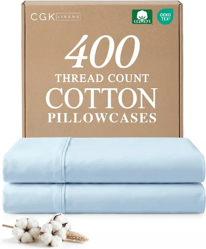 Vista 11 de Juego de 2 fundas de almohada 100 % algodón de 400 hilos, sin arrugas ni decoloración, protectores lavables a máquina, ropa de cama de hotel