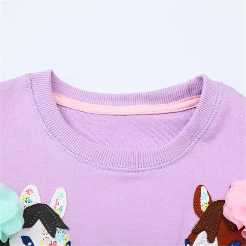 Vista 4 de HILEELANG Sudaderas de algodón para niña, estilo casual, cuello redondo, manga larga, suéter