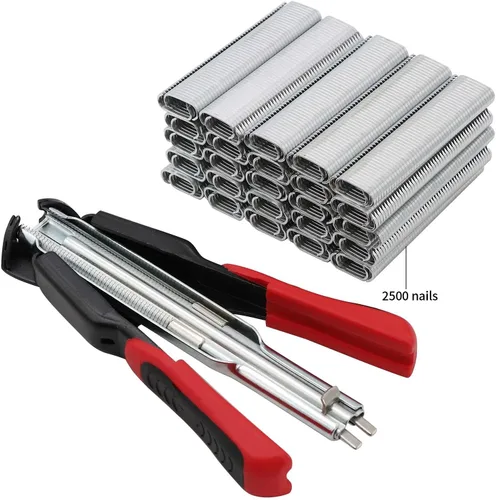 Vista 9 de nomal Kit de alicates de anillo de cerdo con resorte con 2500 piezas de anillos de cerdo automático de esgrima manual, pinza de sujeción