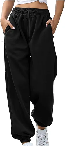 Vista 9 de WPNMASNP Pantalones deportivos casuales de cintura alta para mujer, para otoño, holgados, Y2K, modernos con bolsillos
