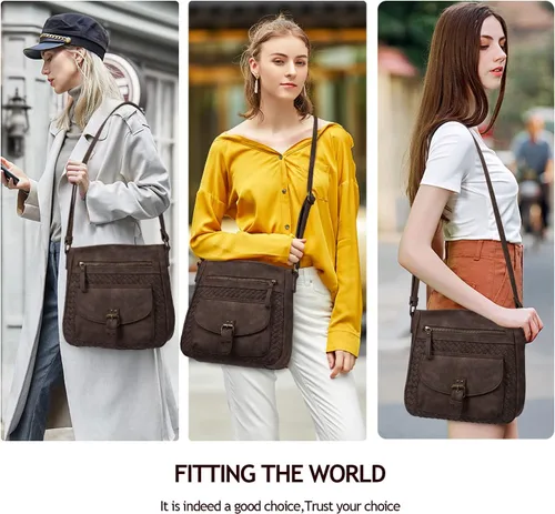 Vista 6 de KouLi Buir Monederos cruzados para mujer, bolsos de hombro de piel sintética, bolso bandolera Crossboby, medianos y múltiples bolsillos..