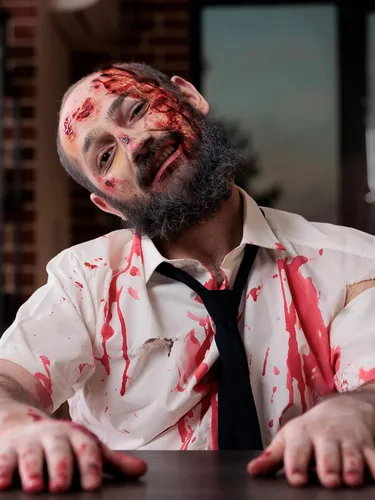Vista 5 de Libima Máscara de prótesis de Halloween, disfraz de asesino aterrador, disfraz de Halloween, heridas de látex, máscara de miedo, accesorios