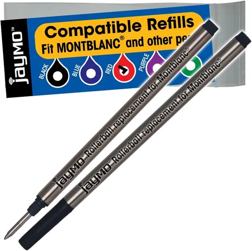 Vista 7 de Jaymo - 2 Negro - Recambio de bolígrafo roller - Repuesto para Montblanc 105158-4.44 pulgadas / 4.449 in de largo
