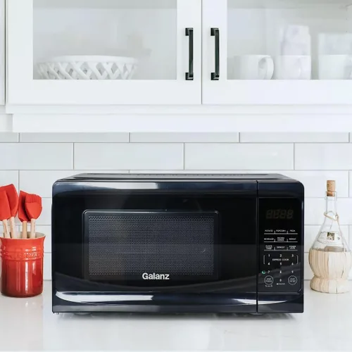 Vista 2 de Horno microondas de encimera de 0.7 pies cúbicos y 700 W en color blanco, microondas compacto con 10 niveles de potencia, pantalla LED, cocción