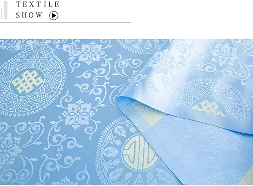 Vista 4 de BAWHO Mooie Jacquard Stof Elegant Licht Fel Kleur Patroon Ontwerp Bloem Ambachten Doek Voor Naaien Cheongsam Kostuums Damesjurken DamesjurkenBlauw75