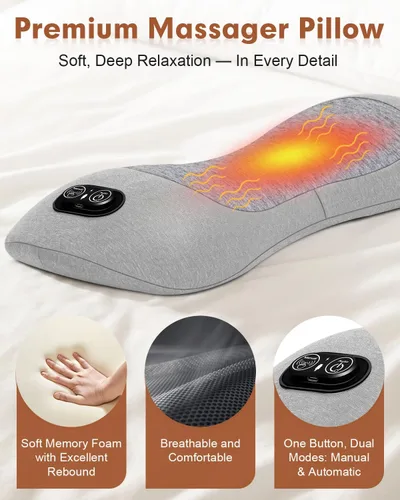 Vista 2 de Masajeador de espalda Triple Fusion con calor, vibración y tracción de aire Blanco gris