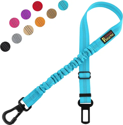 Vista 8 de Plutus Pet Cinturón de seguridad para perro para el coche, arnés de coche ajustable para perros con clip de mosquetón, cinturón de seguridad Beige