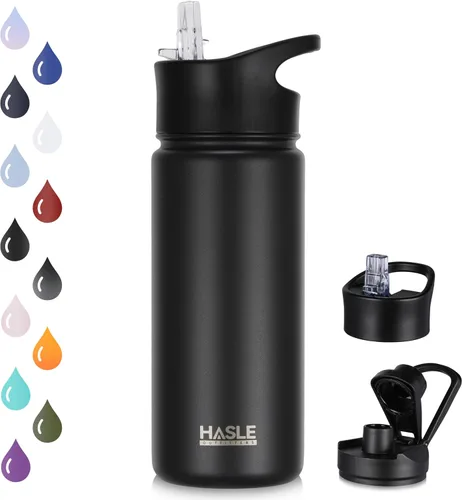 Vista 29 de HASLE OUTFITTERS Botella de agua aislada de 16 onzas para niños, botella de agua de acero inoxidable de doble pared al vacío, a prueba de fugas