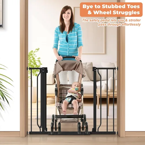 Vista 5 de Puerta de bebé para escaleras sin taladrar, puerta para perros de 29 a 40 pulgadas con cierre automático para interiores Doorways & Stairs