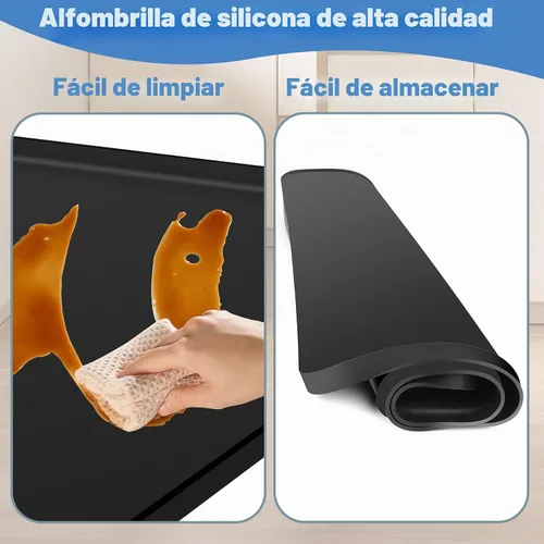 Vista 3 de ToLanbbt Mini alfombrilla de silicona para nevera con 4 elevadores de base, 20 x 20 x 0.6 pulgadas, mini bandeja de goteo para nevera debajo
