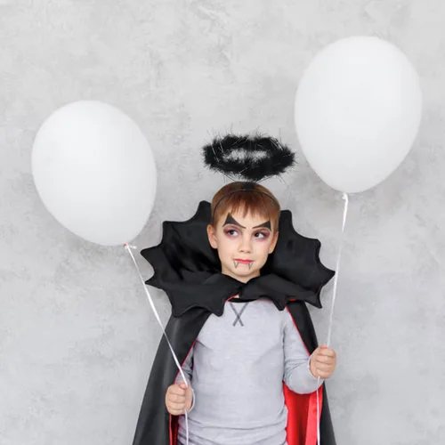 Vista 4 de SULOLI Diademas con halo de ángel de Halloween, 2 piezas de plumas extra para el pelo, accesorio de cosplay para niños y adultos