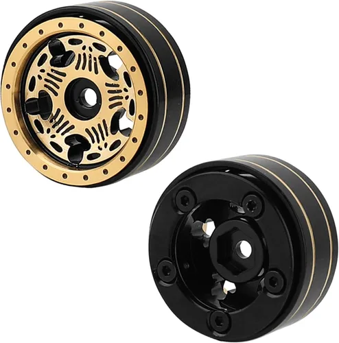 Vista 8 de Llantas de rueda de latón Beadlock 1.0 de 4 piezas para TRX4M SCX24 FCX24 1/24 1/18 RC Crawler, 42g/pieza (forma de estrella)