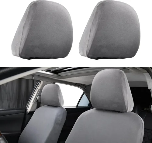 Vista 8 de gunhunt Paquete de 2 fundas para reposacabezas de automóvil, fundas universales antisucias, protector suave para reposacabezas de automóvil Negro